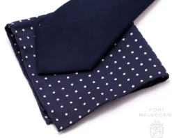 Navy & White Wool Challis Pocket Square