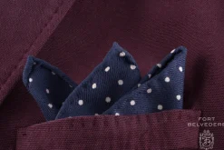 Navy & White Wool Challis Pocket Square