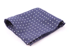 Navy & White Wool Challis Pocket Square