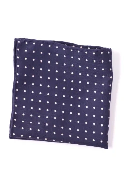 Navy & White Wool Challis Pocket Square