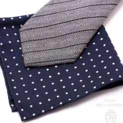Navy & White Wool Challis Pocket Square