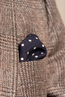 Navy & White Wool Challis Pocket Square