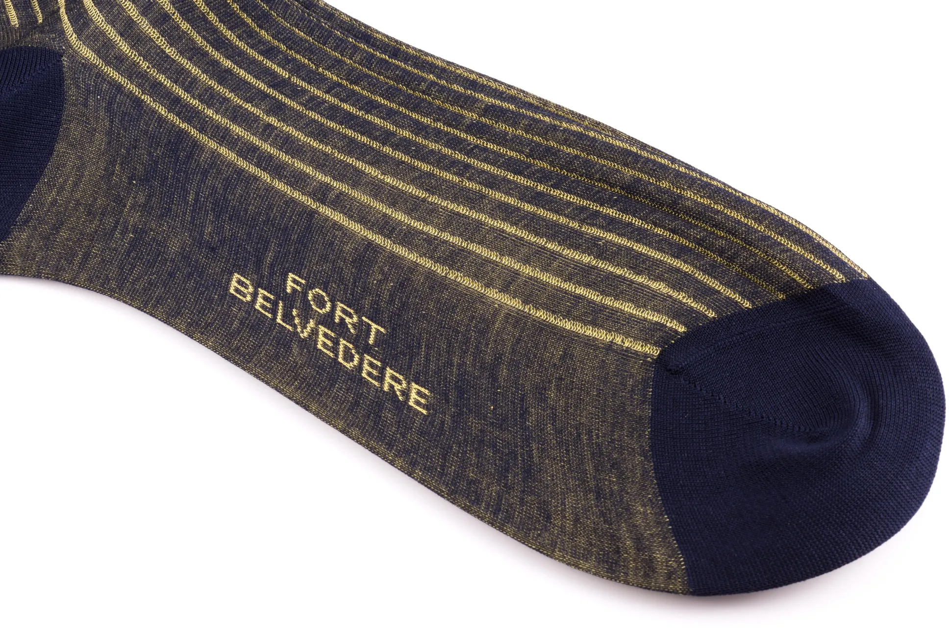 Navy & Yellow Shadow Stripe Lightweight Cotton Socks