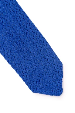 Ocean Blue Zigzag Silk Knit Tie