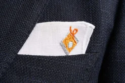 Old Fashioned Cocktail Hand Embroidered White Linen Pocket Square