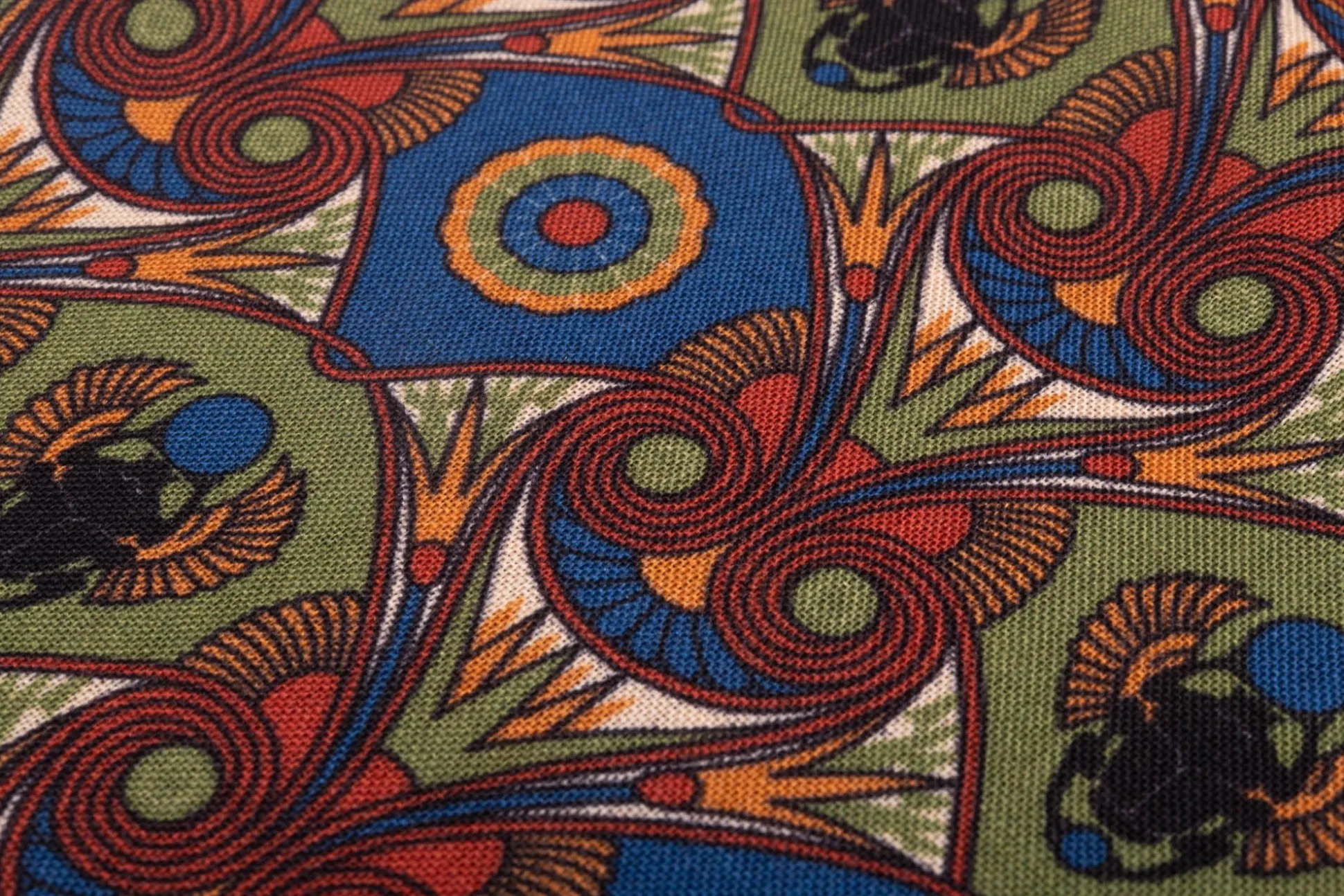 Olive Green Art Deco Egyptian Scarab Pocket Square