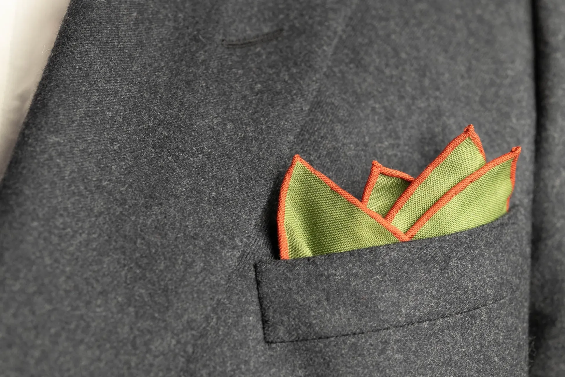 Olive Green Art Deco Egyptian Scarab Pocket Square