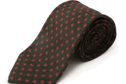 Olive Green Geometric Wool Challis Tie