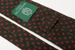 Olive Green Geometric Wool Challis Tie