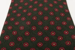 Olive Green Geometric Wool Challis Tie