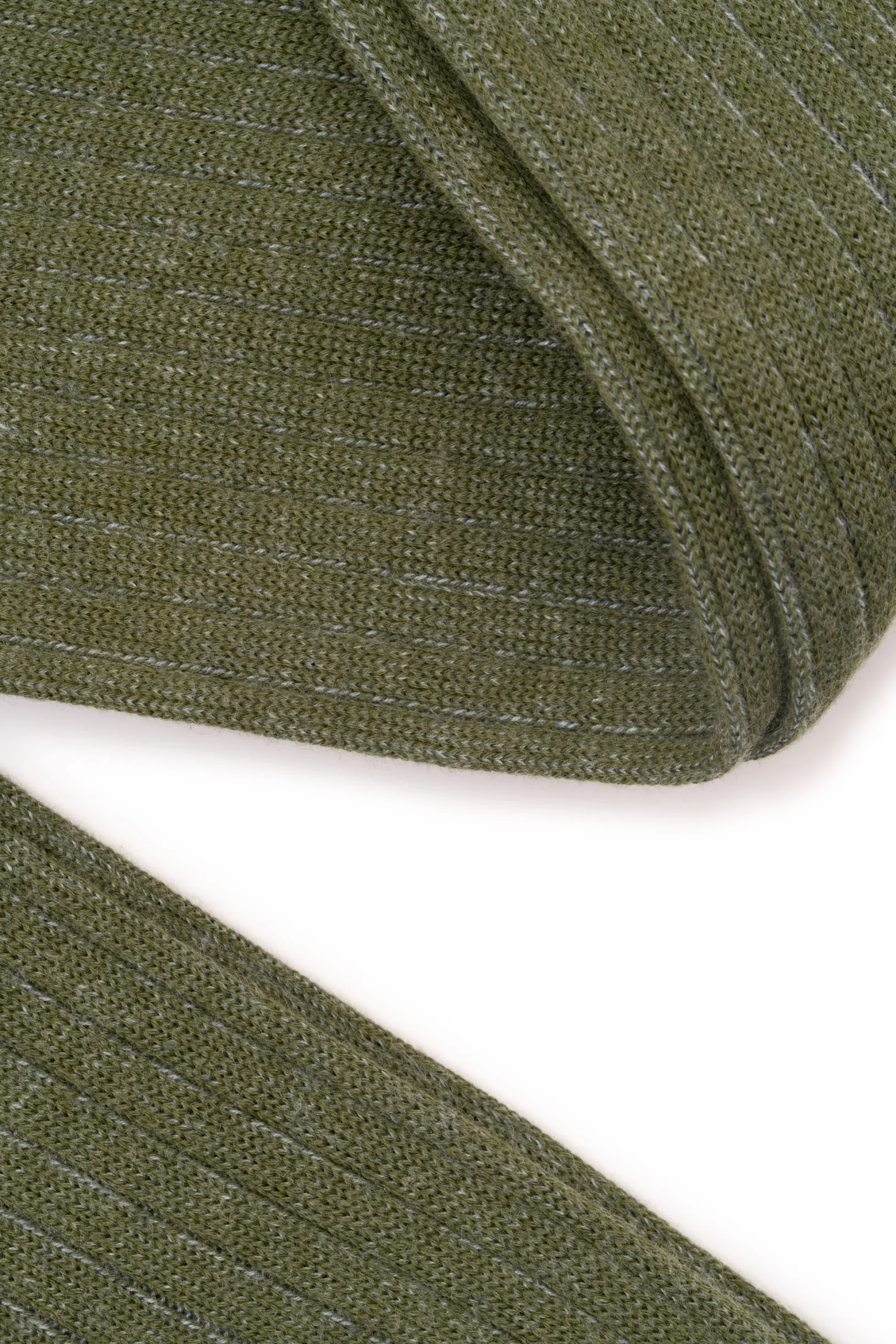Olive Green & Light Gray Shadow Stripe Midweight Cotton Socks