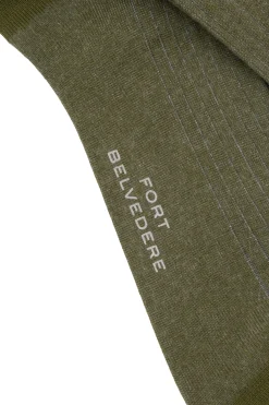 Olive Green & Light Gray Shadow Stripe Midweight Cotton Socks