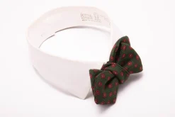 Olive Green Micropattern Wool Challis Bow Tie