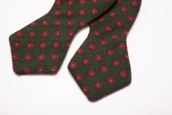 Olive Green Micropattern Wool Challis Bow Tie