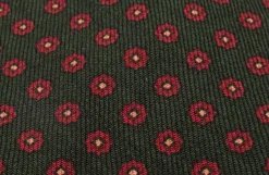 Olive Green Micropattern Wool Challis Bow Tie