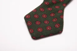 Olive Green Micropattern Wool Challis Bow Tie