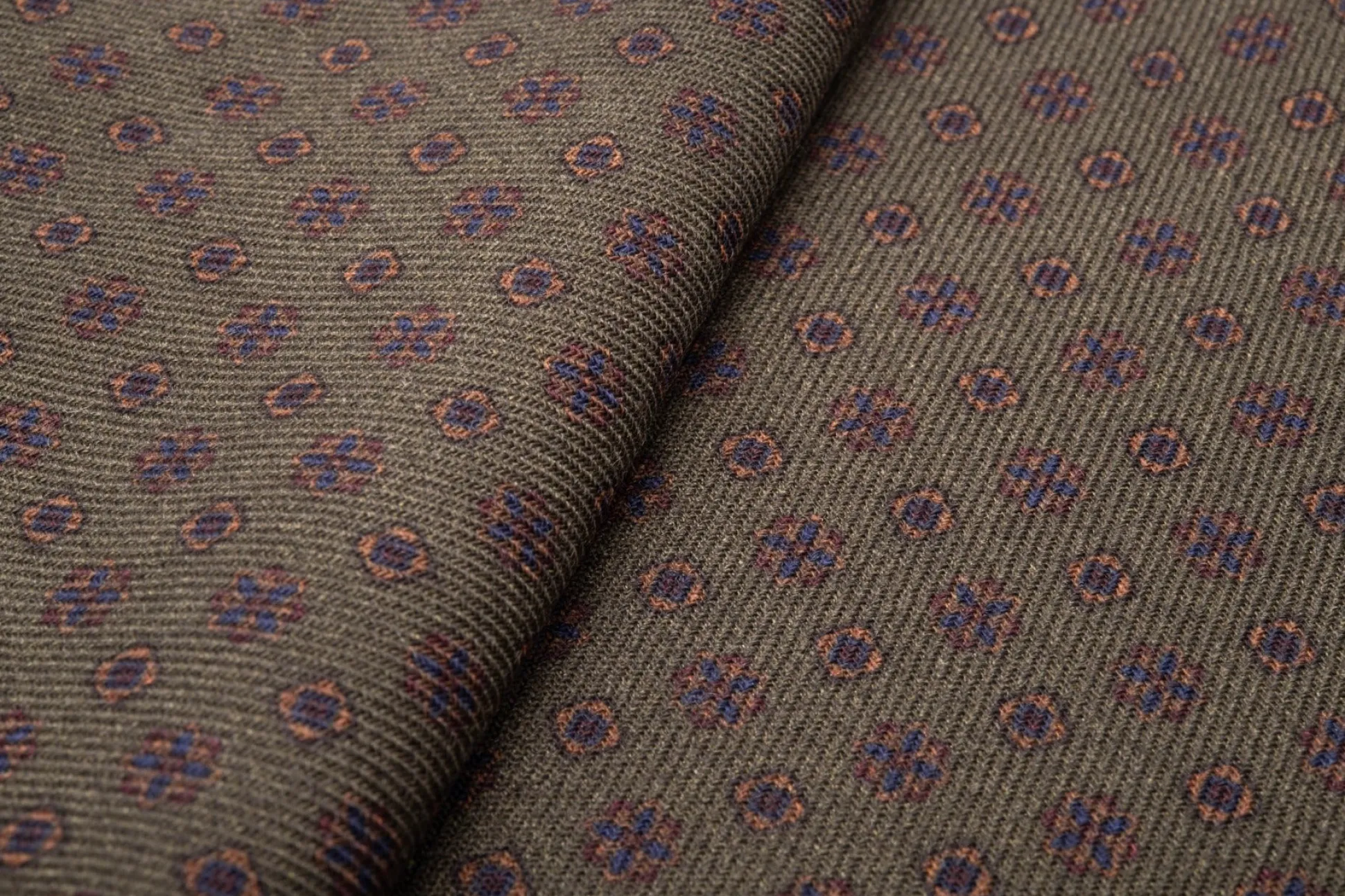 Olive Green Paisley & Neats Double Sided Scarf