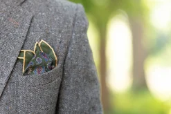 Olive Green Paisley Silk Wool Pocket Square
