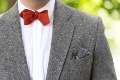 Olive Green Paisley Silk Wool Pocket Square