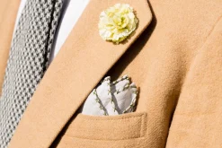 Olive Green X-Stitch Edge Pale Green Linen Pocket Square