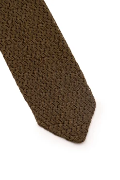 Olive Green Zigzag Silk Knit Tie