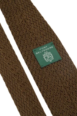 Olive Green Zigzag Silk Knit Tie