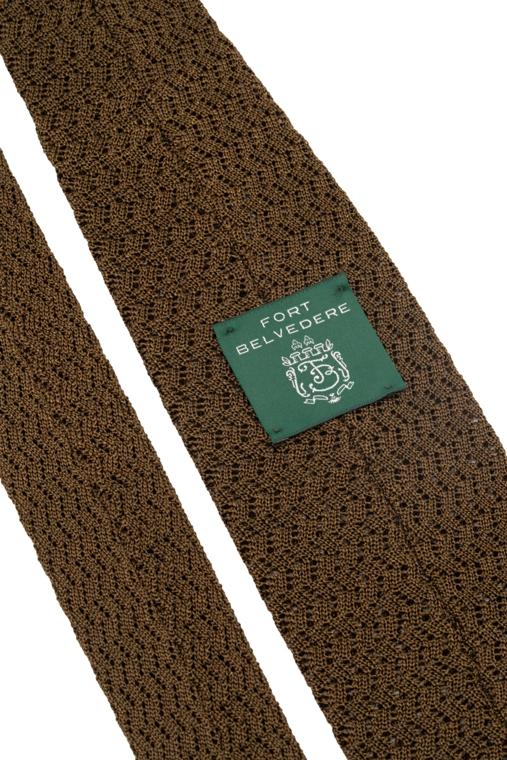 Olive Green Zigzag Silk Knit Tie
