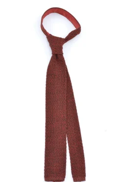 Orange & Brown Mottled Silk Knit Tie