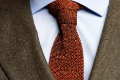 Orange & Brown Mottled Silk Knit Tie