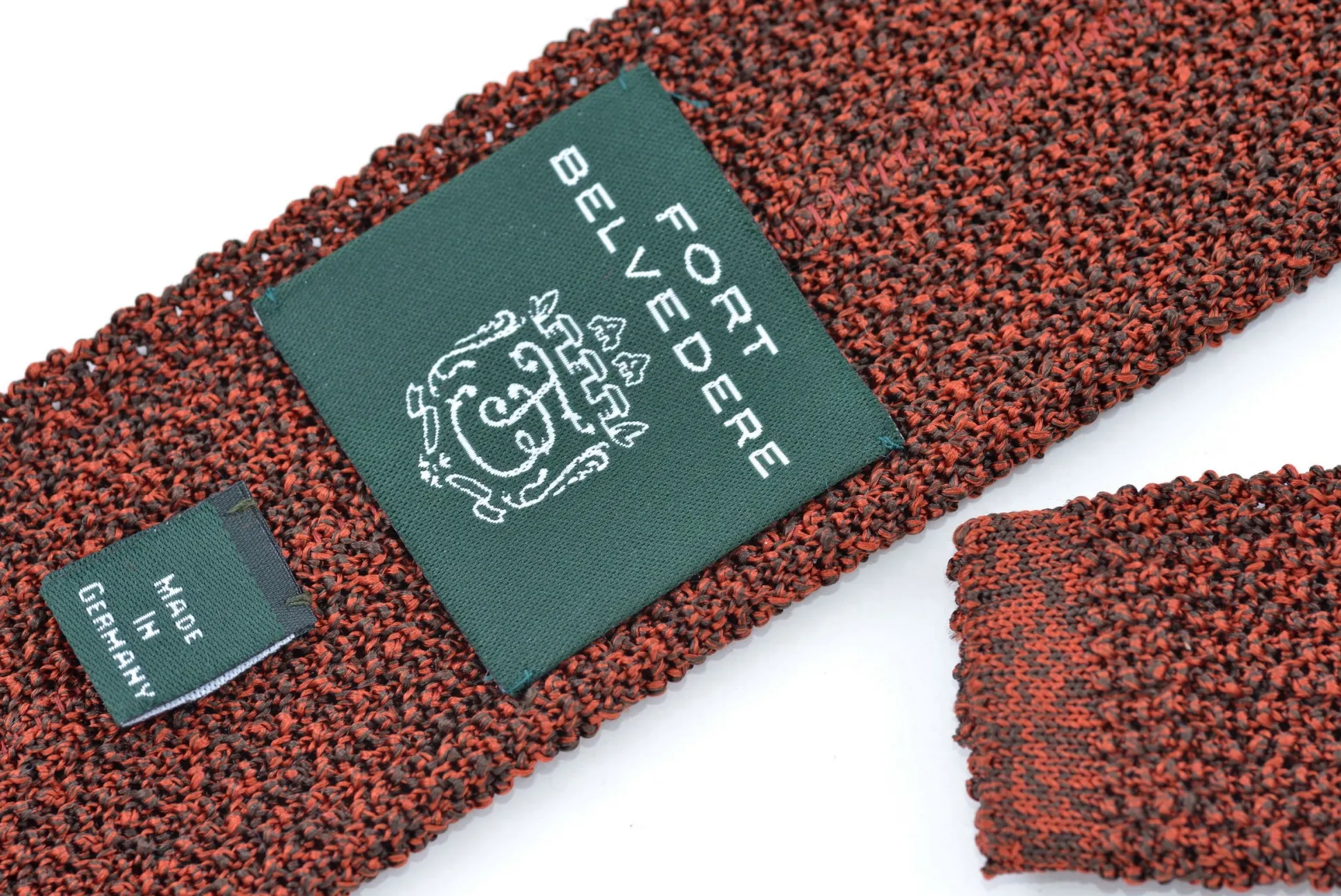 Orange & Brown Mottled Silk Knit Tie