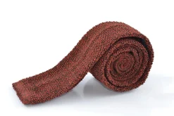 Orange & Brown Mottled Silk Knit Tie