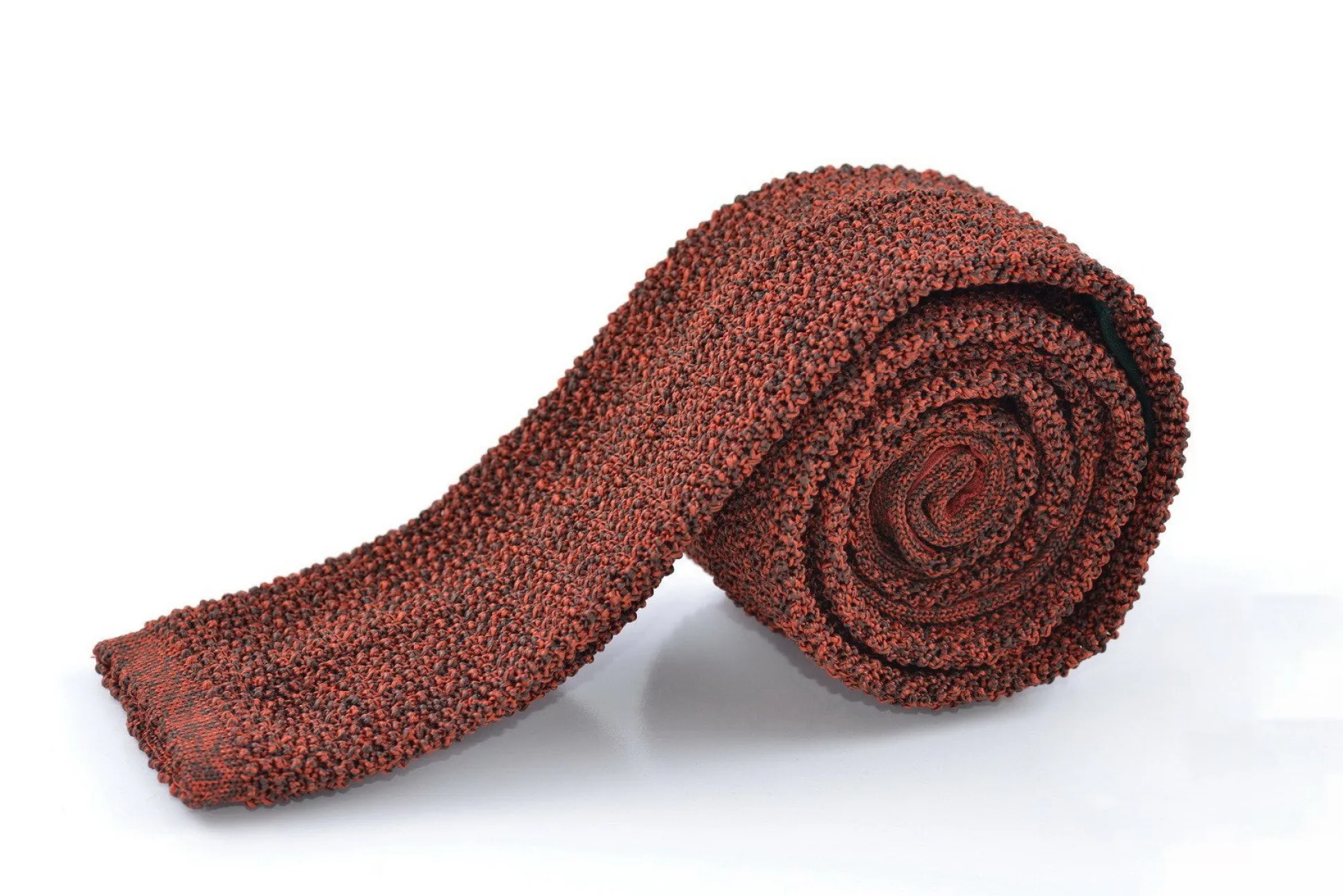 Orange & Brown Mottled Silk Knit Tie