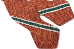 Orange, Green & Cream Striped Shantung Silk Bow Tie