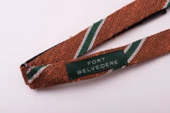 Orange, Green & Cream Striped Shantung Silk Bow Tie