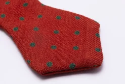 Orange & Green Polka Dots Wool Challis Bow Tie