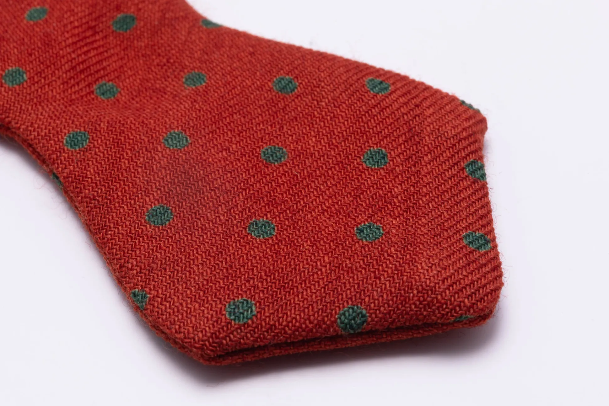 Orange & Green Polka Dots Wool Challis Bow Tie