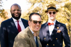 Orange & Green Polka Dots Wool Challis Bow Tie