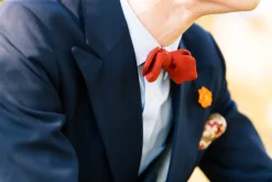 Orange & Green Polka Dots Wool Challis Bow Tie