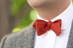 Orange & Green Polka Dots Wool Challis Bow Tie
