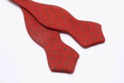 Orange & Green Polka Dots Wool Challis Bow Tie