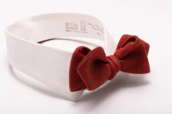 Orange & Green Polka Dots Wool Challis Bow Tie