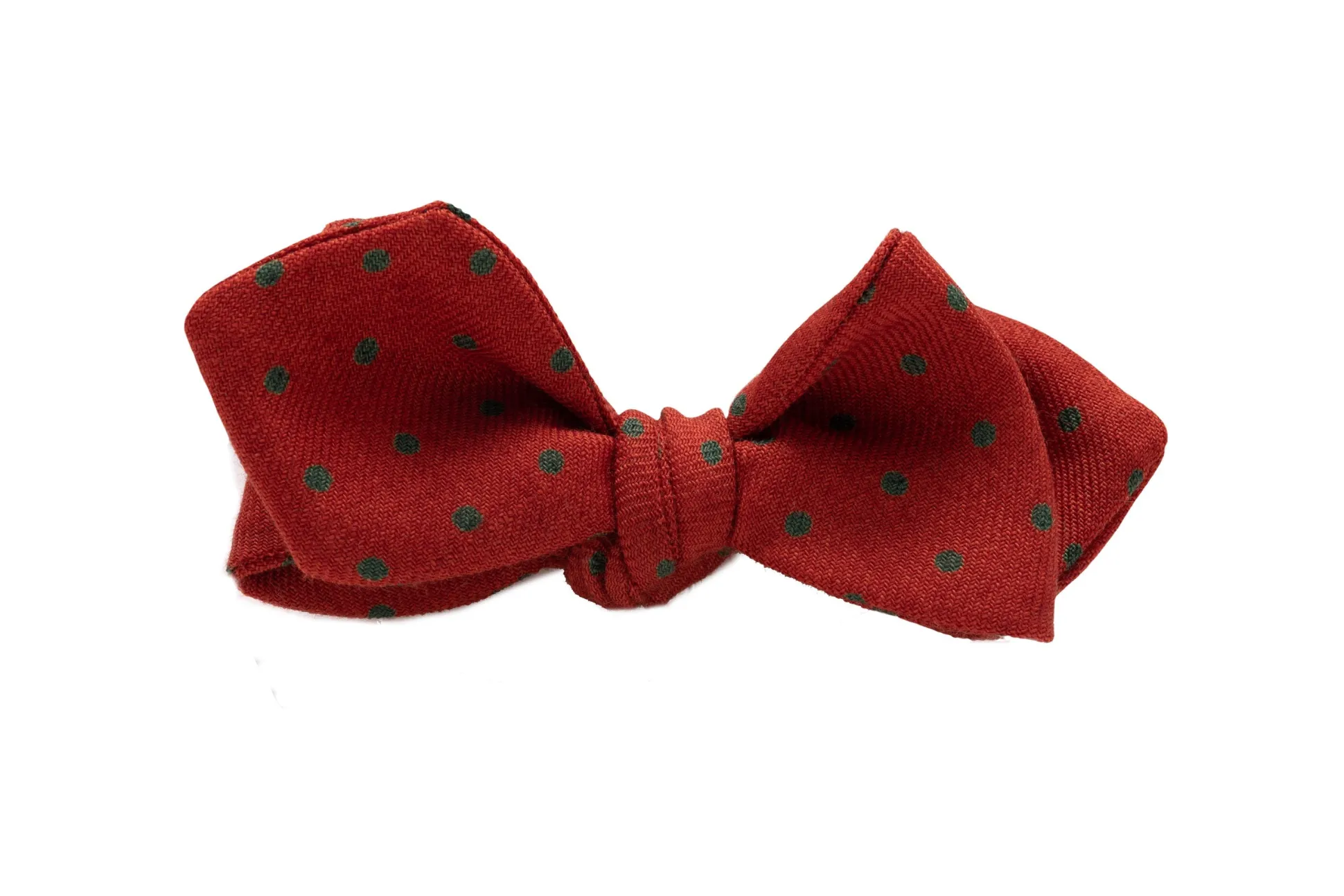 Orange & Green Polka Dots Wool Challis Bow Tie