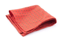 Orange & Green Polka Dot Wool Challis Pocket Square