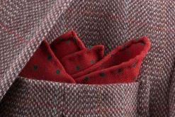 Orange & Green Polka Dot Wool Challis Pocket Square