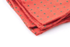 Orange & Green Polka Dot Wool Challis Pocket Square