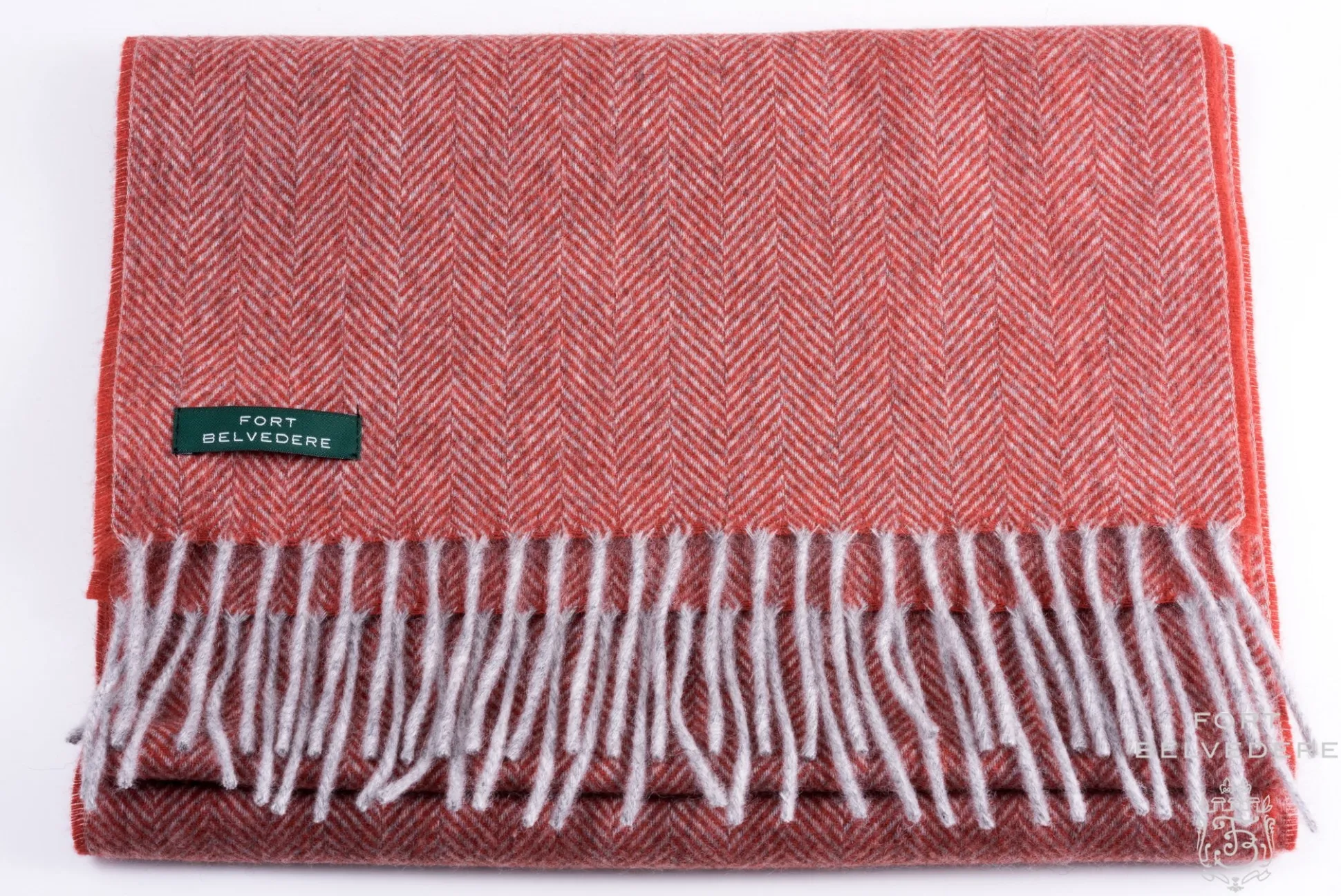 Orange Herringbone Cashmere Scarf