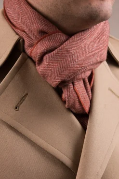Orange Herringbone Cashmere Scarf