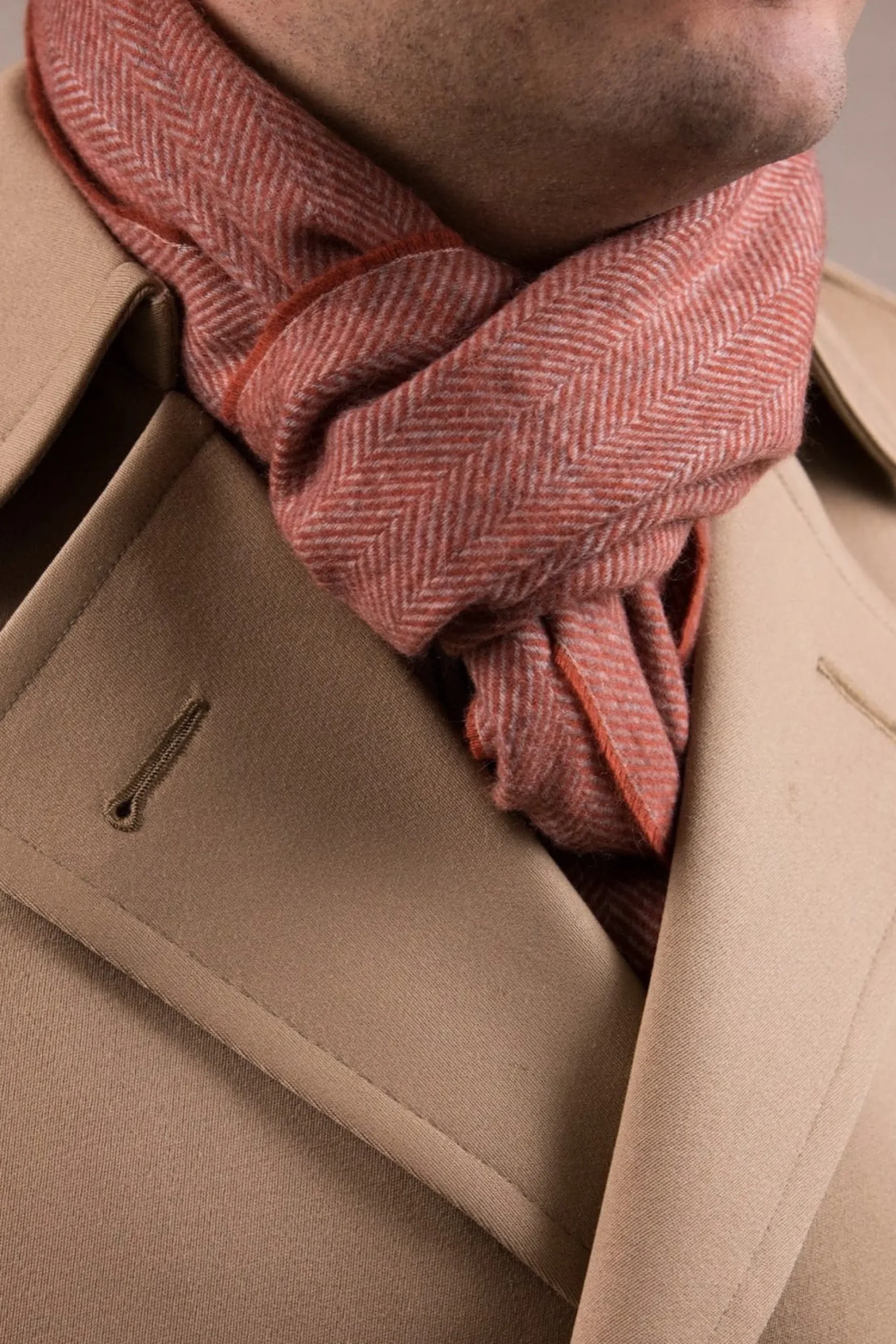 Orange Herringbone Cashmere Scarf