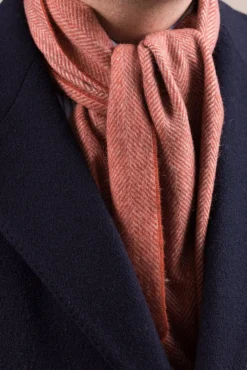 Orange Herringbone Cashmere Scarf