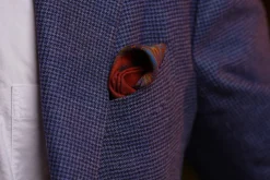 Orange Medallion Silk Wool Pocket Square